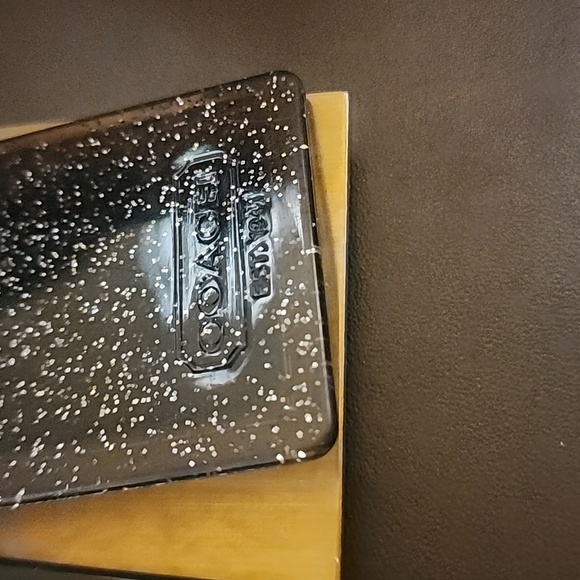 Coach Glittery Black and Solid Black Hang Lg. Tags 3.5" by 1.75" - Picture 3 of 10
